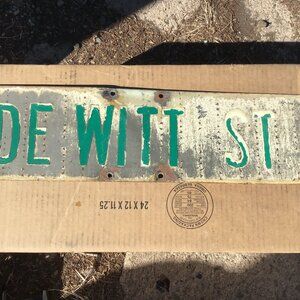 Vintage Metal Street Sign - Dewitt St - 24" x 6" - Double Sided Sign - Neat